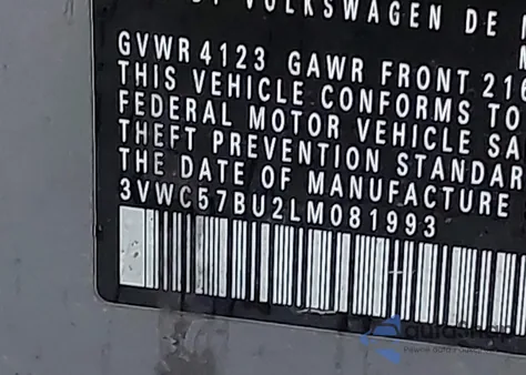 2020 Volkswagen Jetta 1.4T R-Line/1.4T S/1.4T Se из США, поврежденный, VIN 3VWC57BU2LM081993